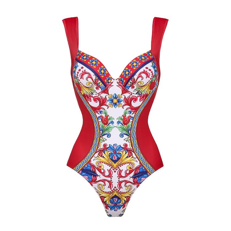 Vintage Style One Piece Swimsuit | Retro Pattern Print | Women's Wear - Cake Pops Parties