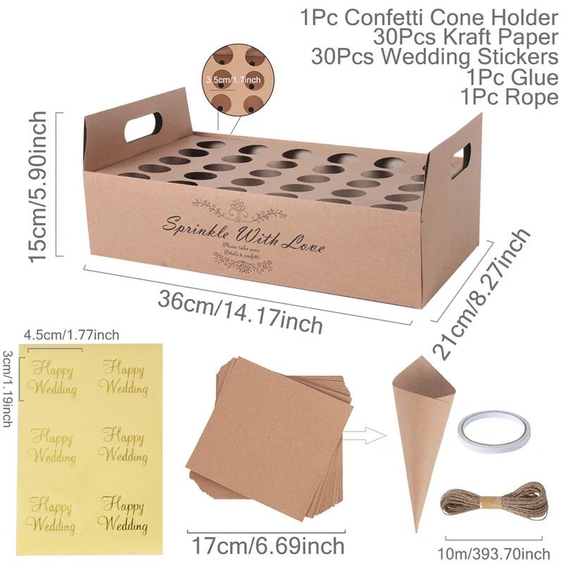 Wedding Confetti Cone Holder Set - Cake Pops Parties