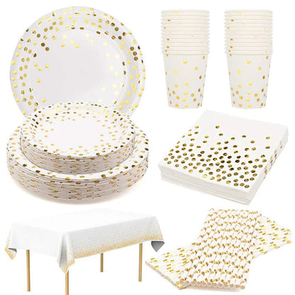 White Gold Party Dinnerware Set - Cake Pops Parties