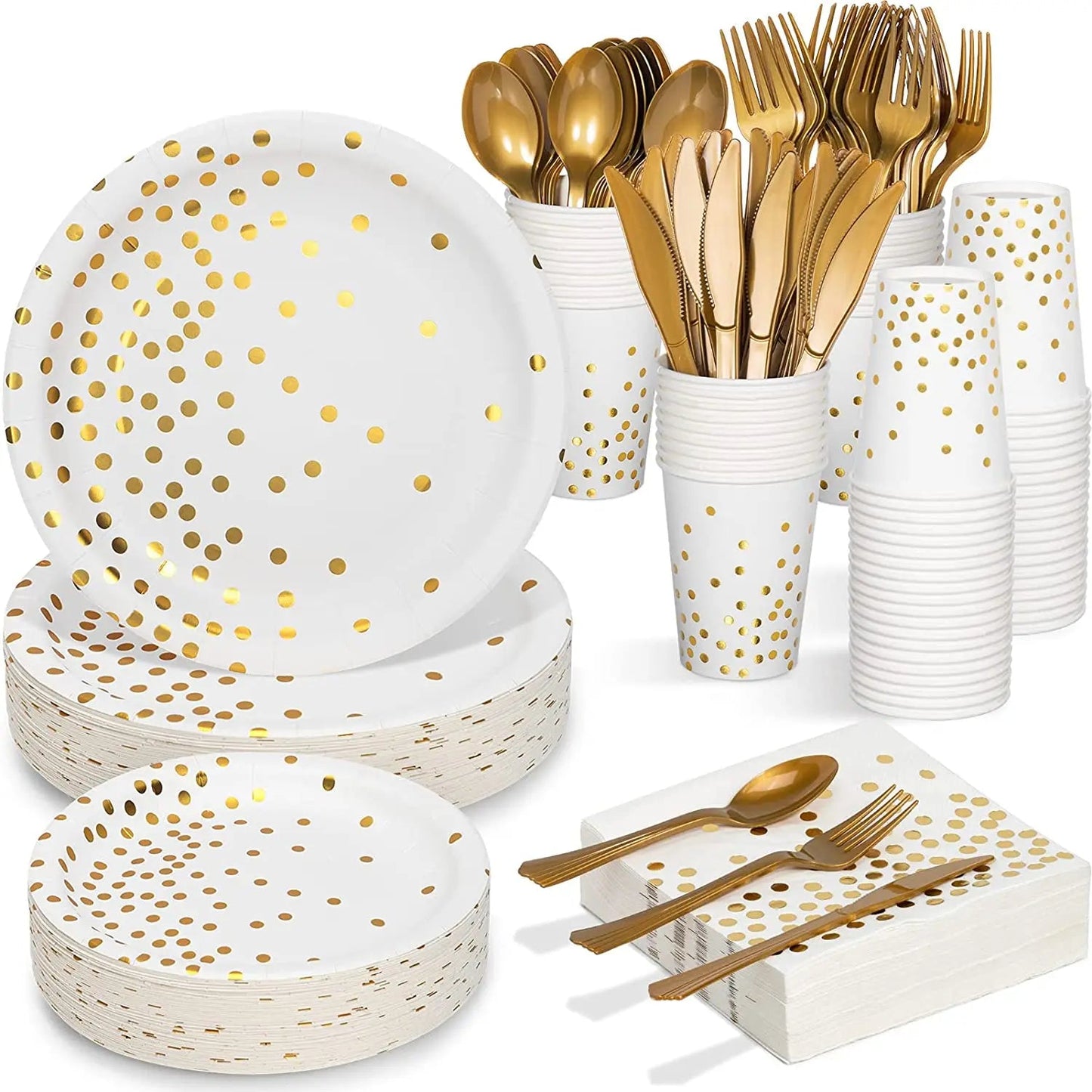 White Gold Party Dinnerware Set - Cake Pops Parties
