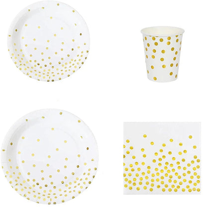 White Gold Party Dinnerware Set - Cake Pops Parties