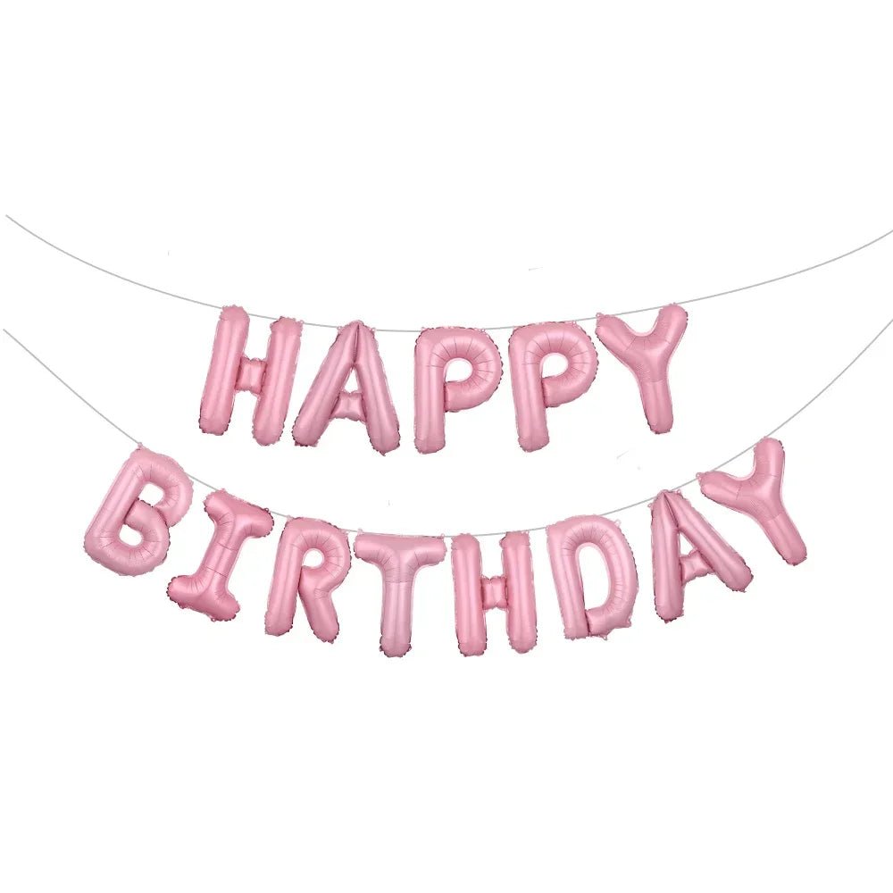 White Happy Birthday Balloon Banner - Cake Pops Parties