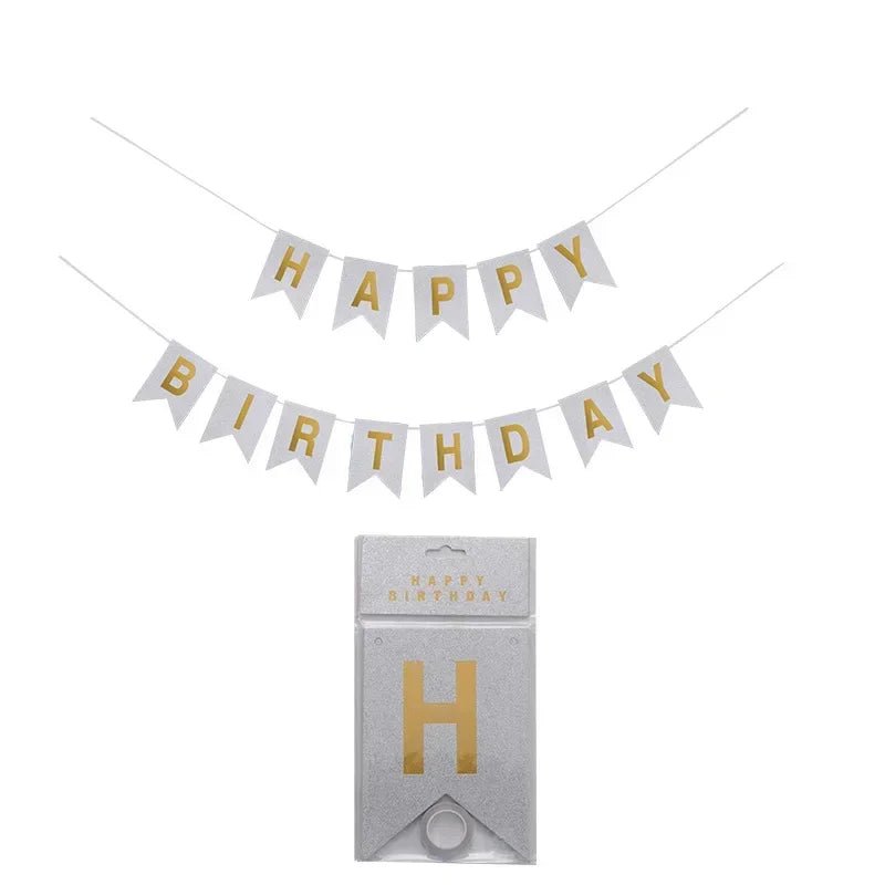 White Happy Birthday Balloon Banner - Cake Pops Parties