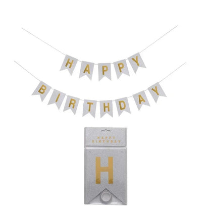 White Happy Birthday Balloon Banner - Cake Pops Parties