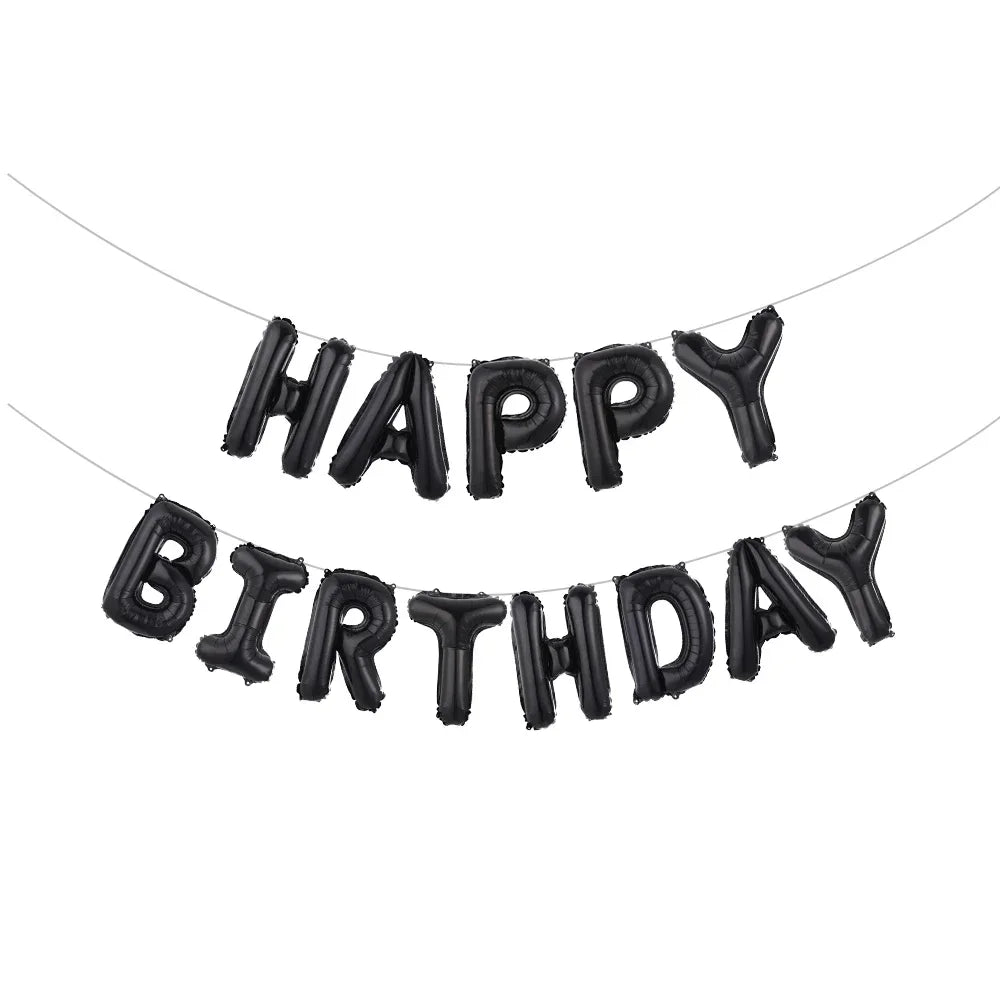 White Happy Birthday Balloon Banner - Cake Pops Parties