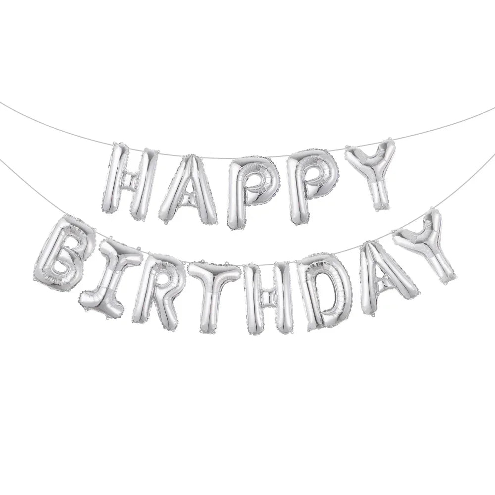 White Happy Birthday Balloon Banner - Cake Pops Parties