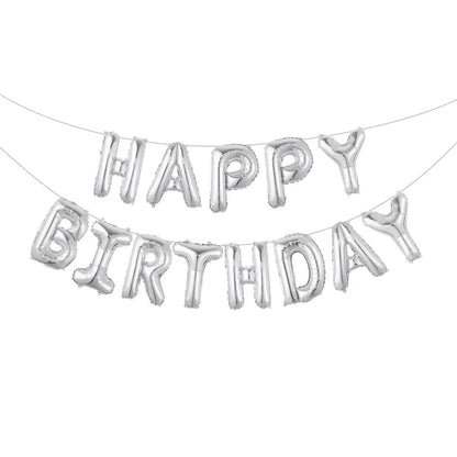 White Happy Birthday Balloon Banner - Cake Pops Parties
