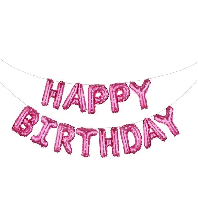 White Happy Birthday Balloon Banner - Cake Pops Parties