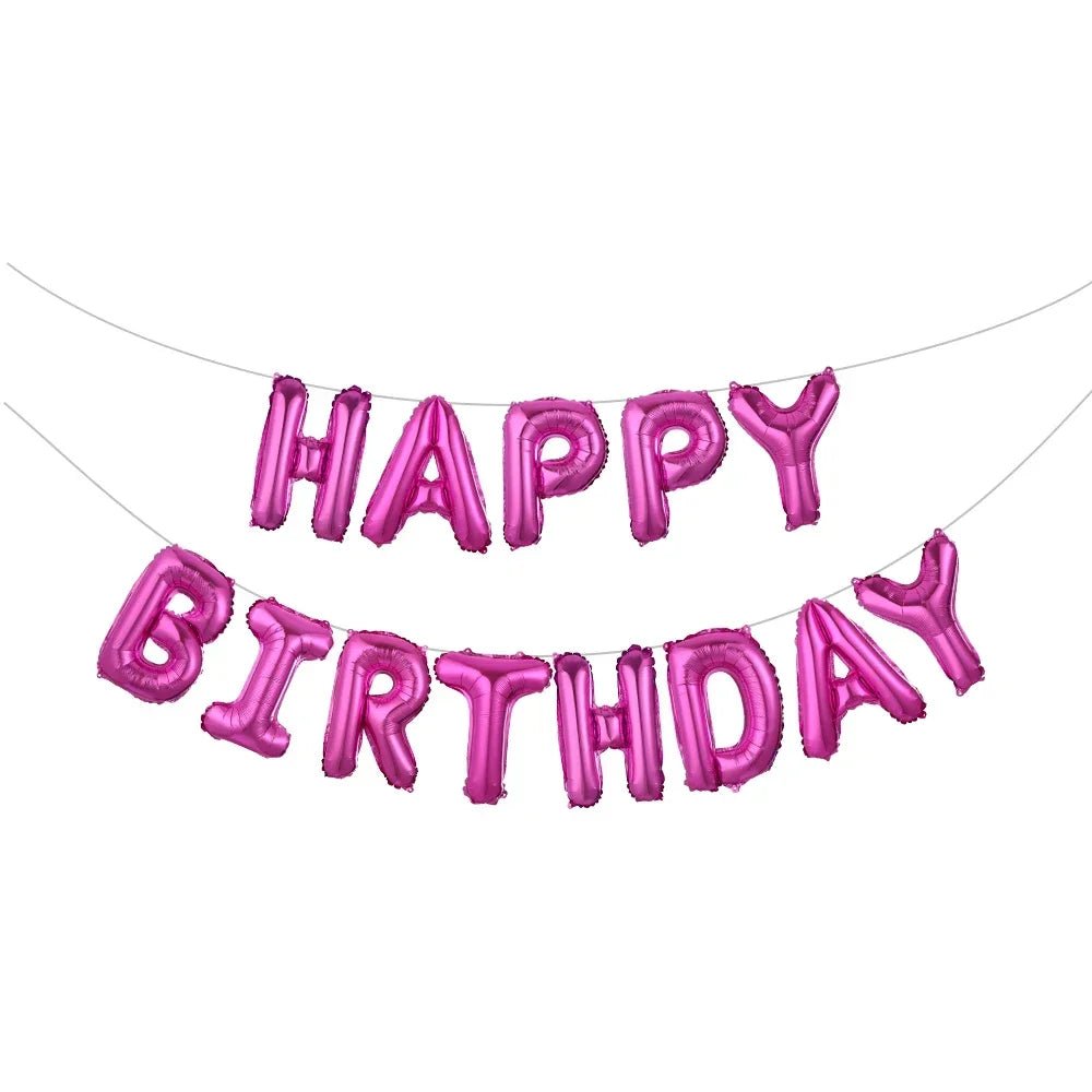 White Happy Birthday Balloon Banner - Cake Pops Parties