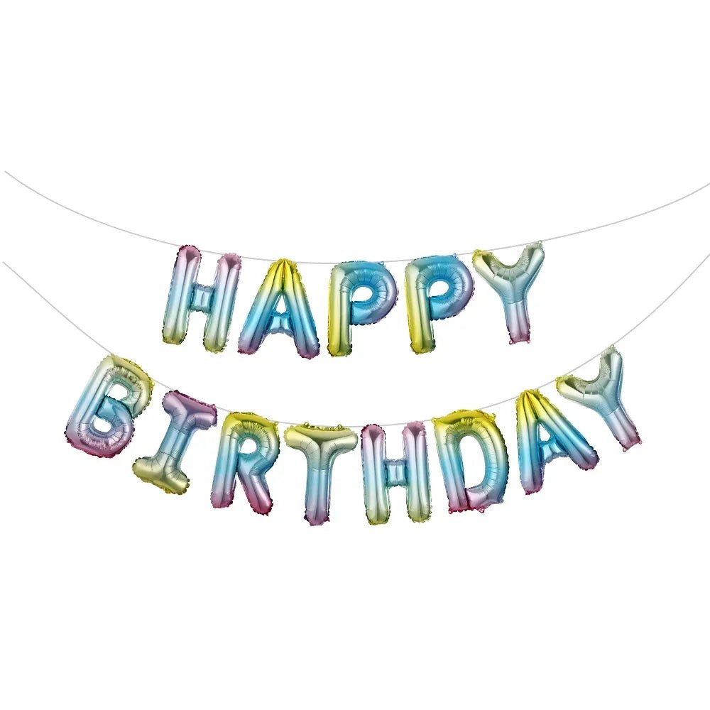 White Happy Birthday Balloon Banner - Cake Pops Parties