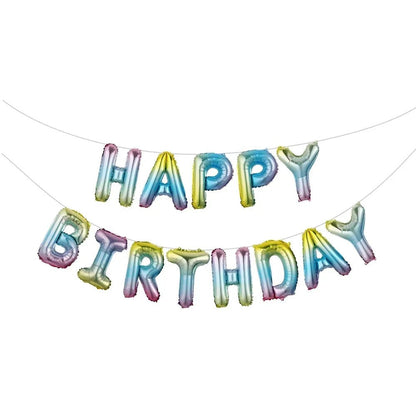 White Happy Birthday Balloon Banner - Cake Pops Parties