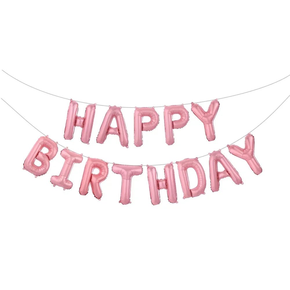 White Happy Birthday Balloon Banner - Cake Pops Parties