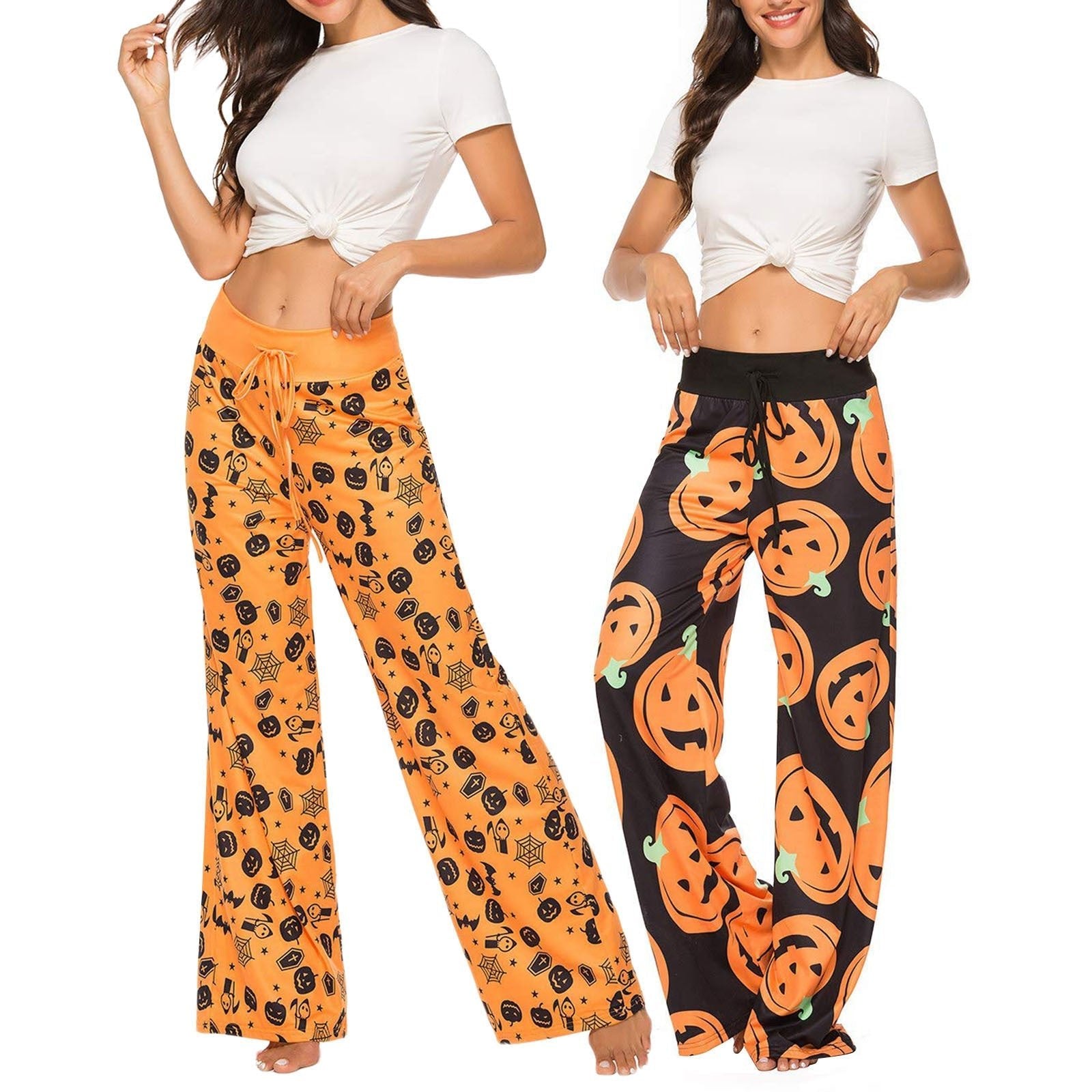 Women's Halloween Pumpkin Pants - Cake Pops Parties