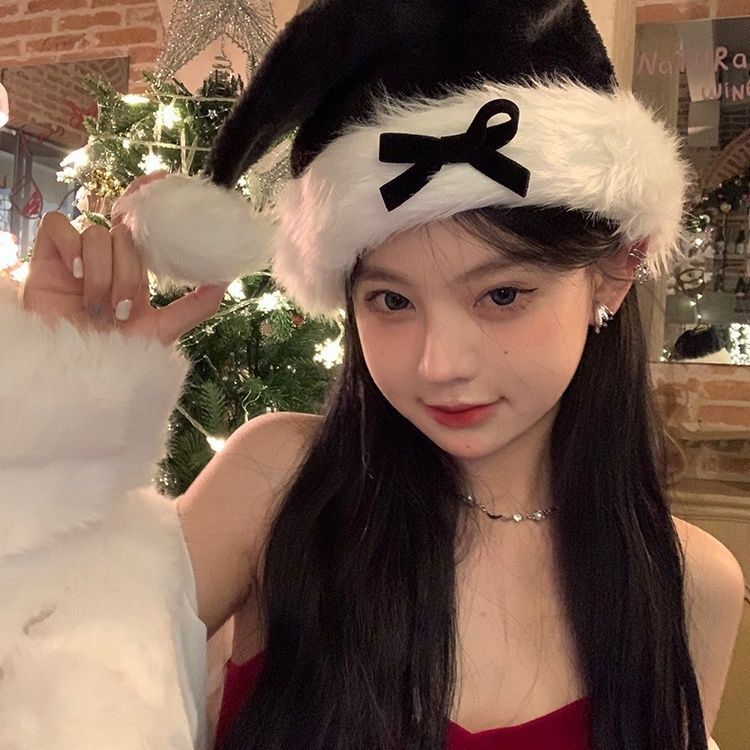 Women's Red and Black Bow Christmas Hat - Cake Pops Parties