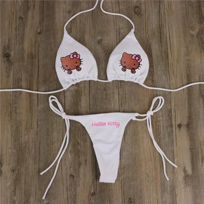 Y2K Hello Kitty 2Pc Swimsuit | Women’s Sanrio Anime Kawaii Bikini Set - Cake Pops Parties