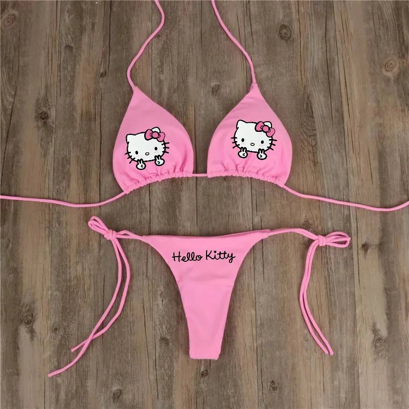Y2K Hello Kitty 2Pc Swimsuit | Women’s Sanrio Anime Kawaii Bikini Set - Cake Pops Parties
