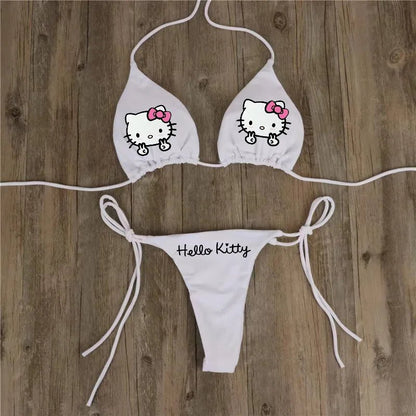 Y2K Hello Kitty 2Pc Swimsuit | Women’s Sanrio Anime Kawaii Bikini Set - Cake Pops Parties