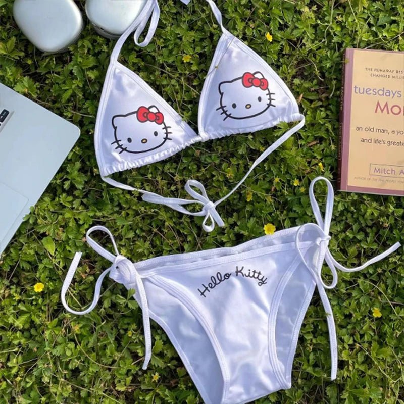 Y2K Hello Kitty Bikini Set | Kawaii Sanrio Swimsuit for Beach Vacation - Cake Pops Parties