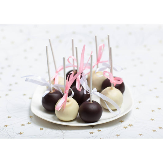 Milk And White Chocolate Cake Pop with Ribbons - Cake Pops Parties