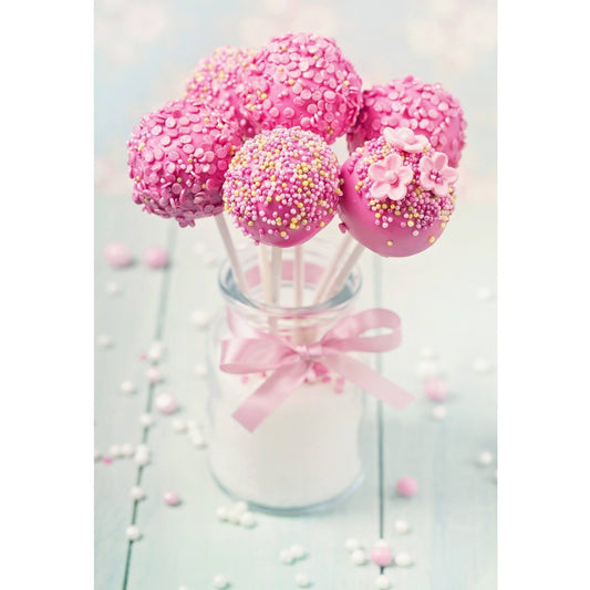 Pink Cake Pops with Edible Decoration - Cake Pops Parties